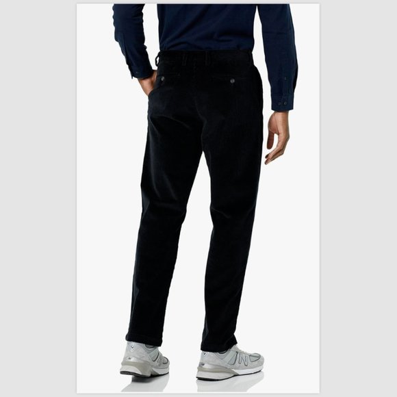 ESSENTIALS Men's Pleated Classic-Fit Stretch Corduroy Chino Pants Sz 36x34 Black - Picture 2 of 3